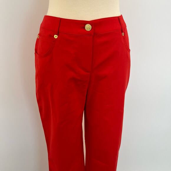 St. John High Rise Straight Leg Stretch Pants in Red | Size 4 - Picture 2 of 8